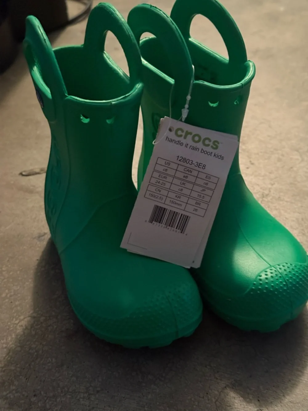 NEW! Crocs Kids Waterproof Green Pull-On Rain Boots - Picture 8 of 8